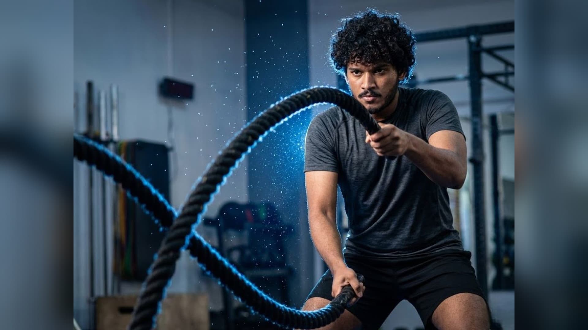 Fitness Battle Ropes, AI gym photo editor example