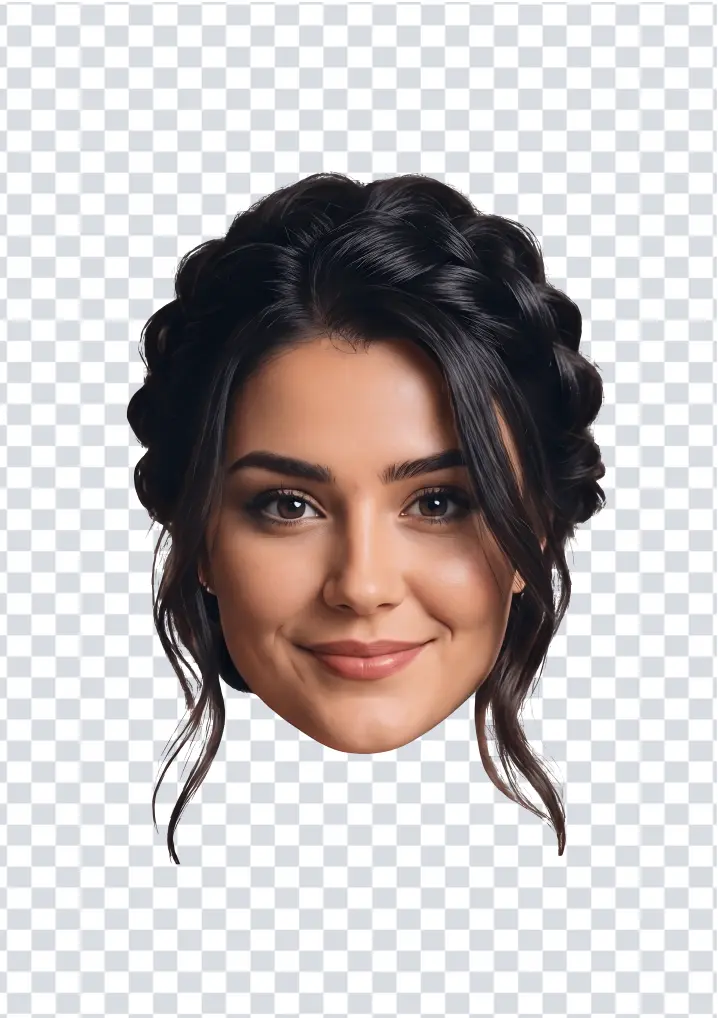 Head and hair cut out cleanly by the AI face cutout tool